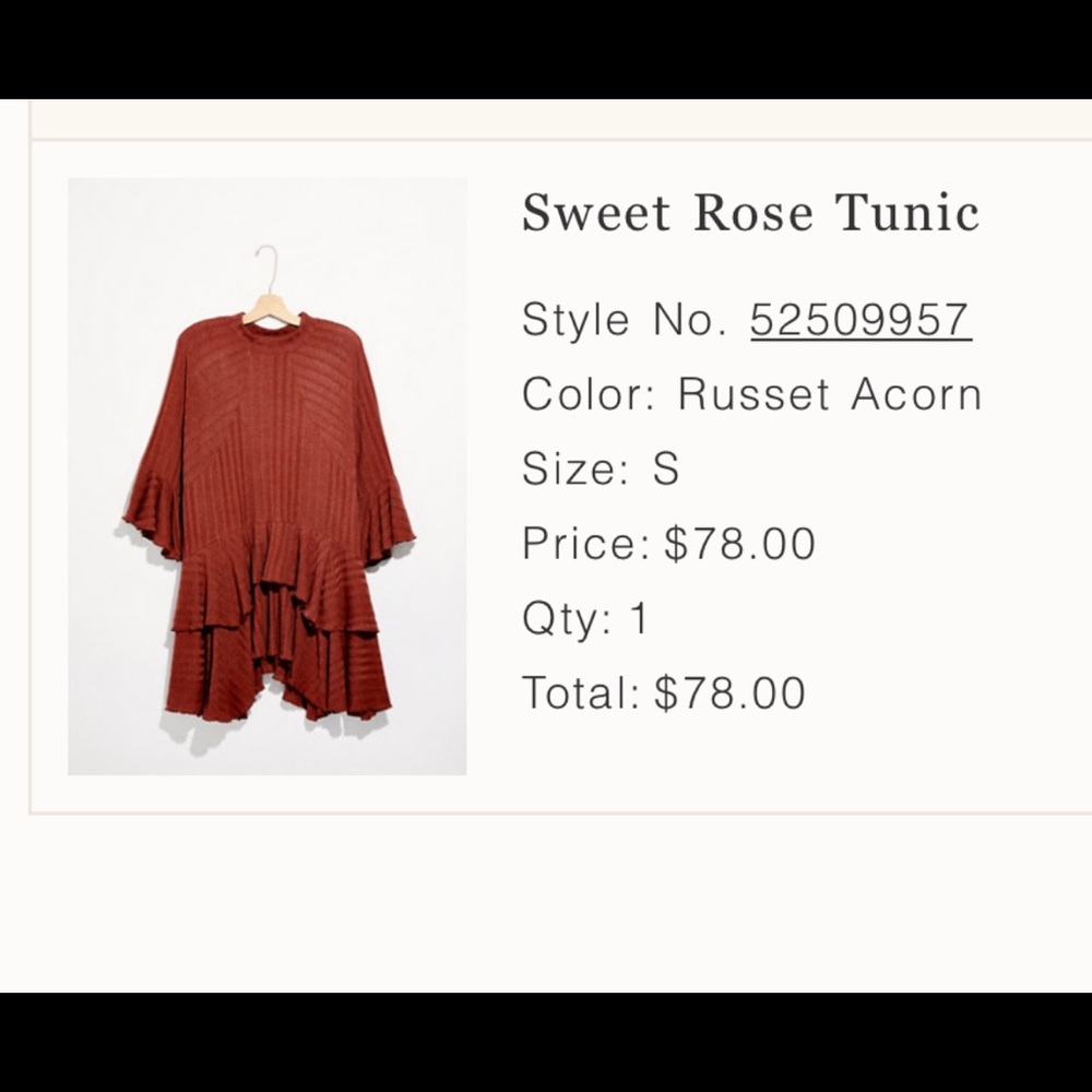 Free People Sweet Rose Tunic in Russet Acorn